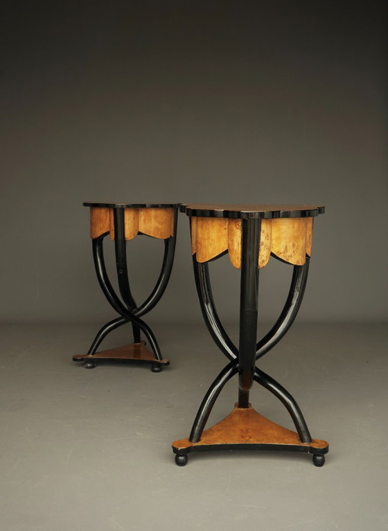 Decorative Italian Burl and Birch Wood Side Tables. 1950s (photo 11 of 13)