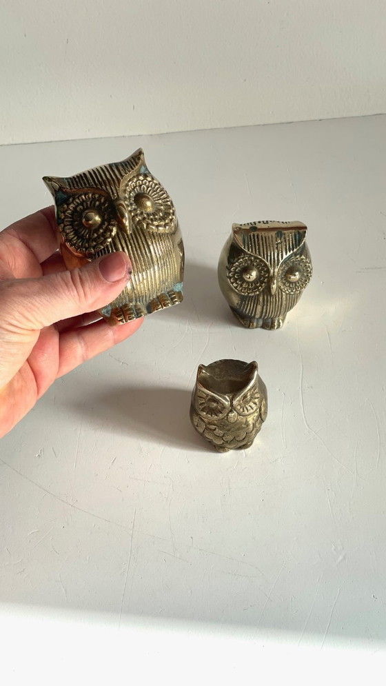 Image 1 of Famille HIBOUX Laiton et Bronze VINTAGE