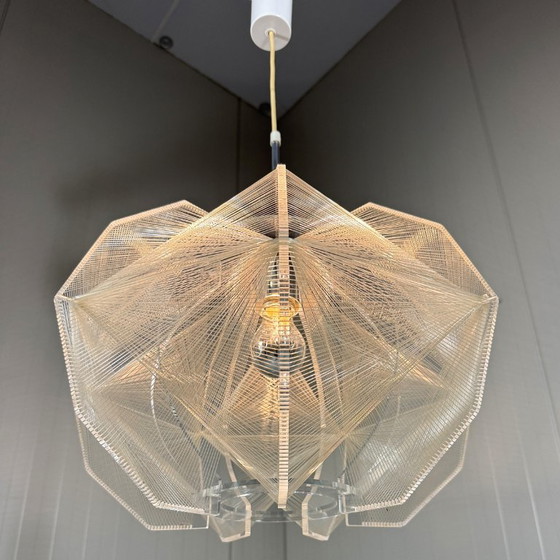 Paul Secon Swag Pendant lamp, Sompex 1960s, Plastic, Metal, Transparent, Mid Century Modern (photo 10 of 14)