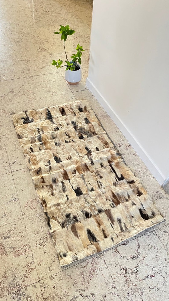 Image 1 of 1970s Leather Rug, Beige-Brown - 56 x 107cm