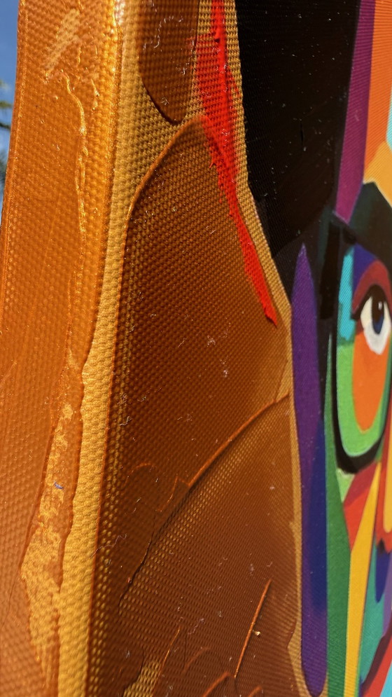 Image 1 of Franco Battiato ritratto Pop Art – Iconic Italian Music Legend – Pop Geometric Portrait (WPAP Inspired) Gold bronze 60x40 cm