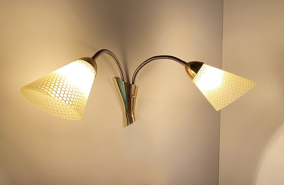 Image 1 of Mid Century dubbele wandlamp, 1950S