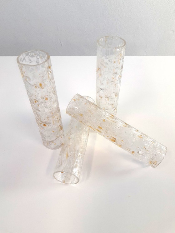 Image 1 of Bellissima lampada da parete vintage in ottone con tubi in vetro ghiacciato di Doria Leuchten, lampada da parete anni '70