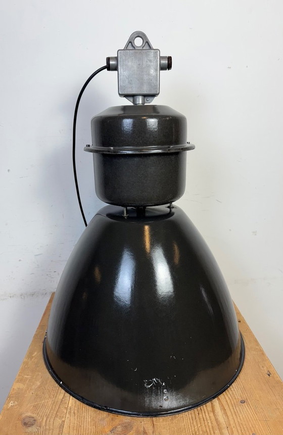 Image 1 of Grote zwarte geëmailleerde industriële hanglamp van Elektrosvit, jaren 60