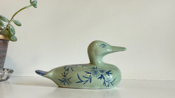 Image 1 of Anatra in ceramica blu vintage