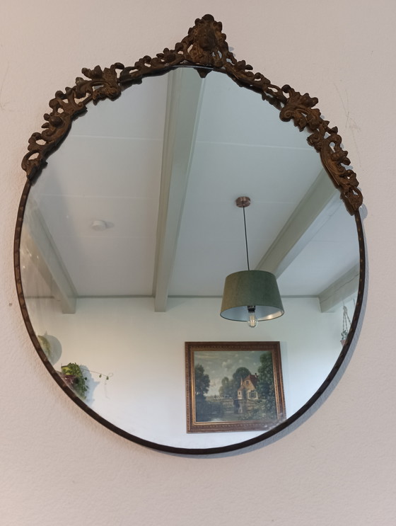 Image 1 of Vintage oval cast iron mirror