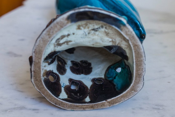 Image 1 of Squisita statuetta di gru cinese smaltata di turchese - un tesoro senza tempo