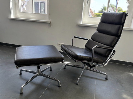 Vitra EA 222 + 223 Dark Brown Premium Leather Armrests LP € 8.500,- – verstelbare relaxstoel, Aluminium