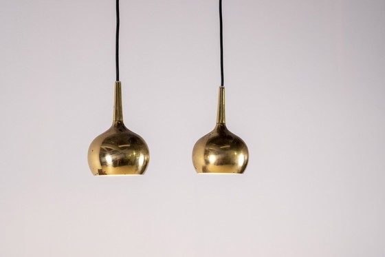Image 1 of 2x Hans Agne Jakobsson Brass Pendant Lamp, 1960s Sweden