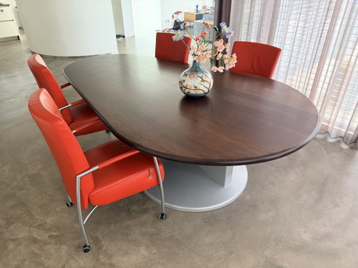 Table de salle à manger en forme d'œuf 250x150cm Chêne tabac – eetkamerset, Wood