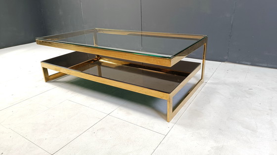 Image 1 of Table basse vintage à deux étages en belgochrome 23kt, 1970