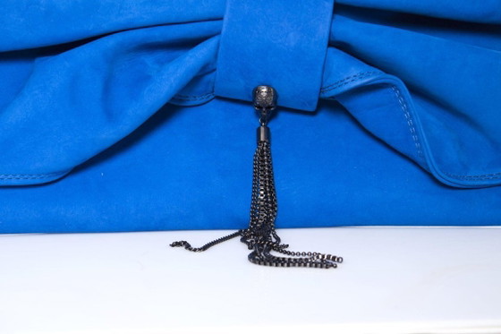 Image 1 of Maison Du Posh, blaue Lederclutch