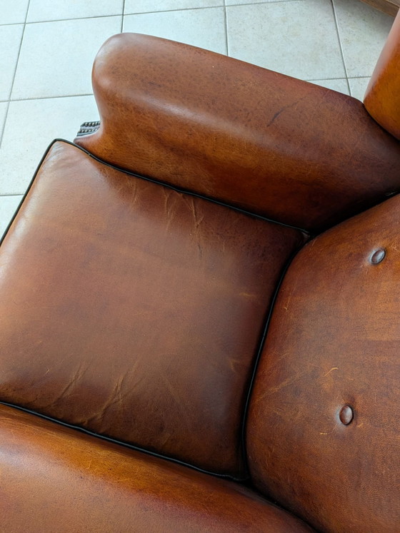 A sheepskin leather wingback armchair in very good condition – lounge Atlier, Metal (photo 5 of 10)