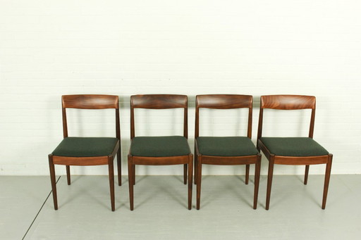 Sedie da pranzo in lana e teak di Lübke, anni '60, set di quattro