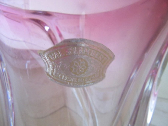 Image 1 of VAL ST LAMBERT (Belgium) Tall & Very Heavy Swirl Vase. 8 kg ! modernist , MCM, original label 