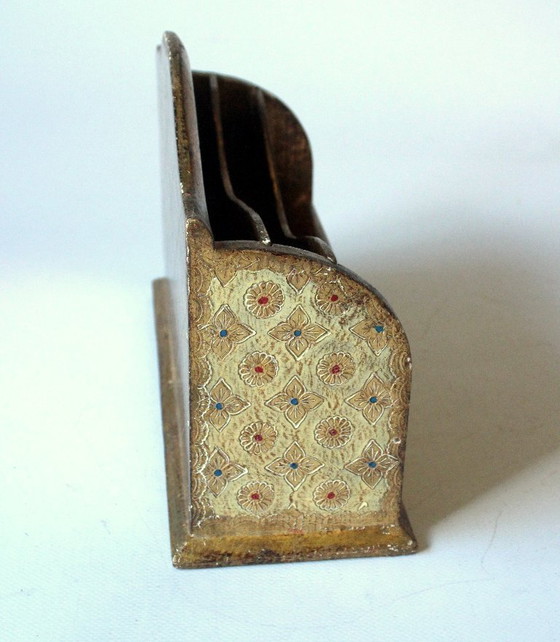Raro portacarte fiorentino in legno degli anni '50, Accessori da tavola, Multicolore, 1950 (foto 5 di 10)