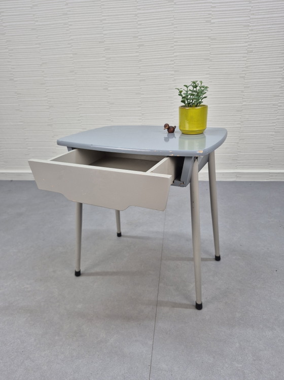 Vintage Bedside Table/Side Table with Drawer, 1950s. – Metal, Wood (photo 3 of 13)