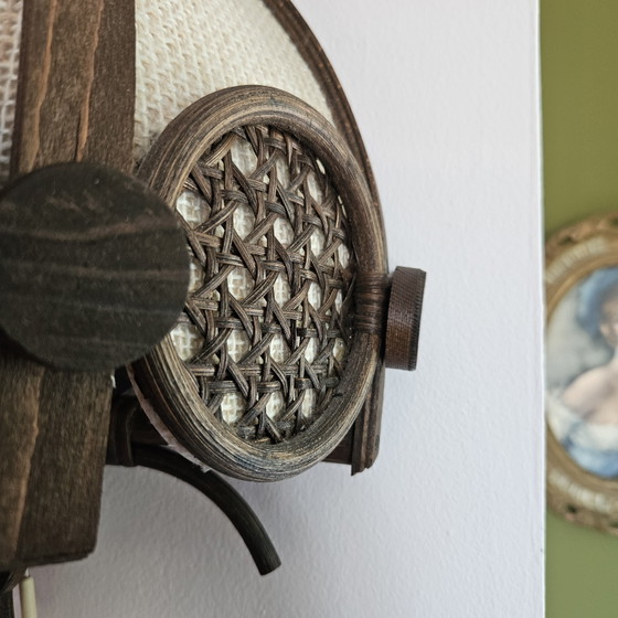 Image 1 of Vintage rattan wall lamp