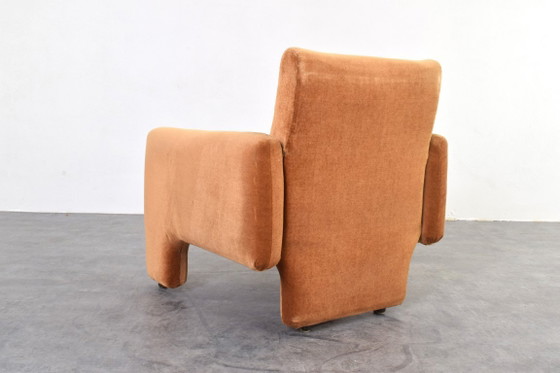 Vintage Italian Lounge Chair in Copper Velour, 1970s., Armchairs, Textile, Orange (photo 10 of 10)