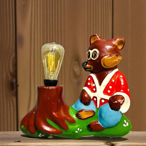 Sovjet USSR Retro Metalen Kinderkamer Stekker Wandlamp Beer Kolobok, jaren 70 – Wandlampen, Iron (photo 2 of 12)