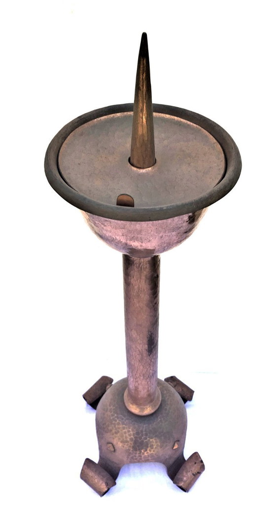 Image 1 of Candlestick, red copper, wrought iron, unique, 1940s-1944s