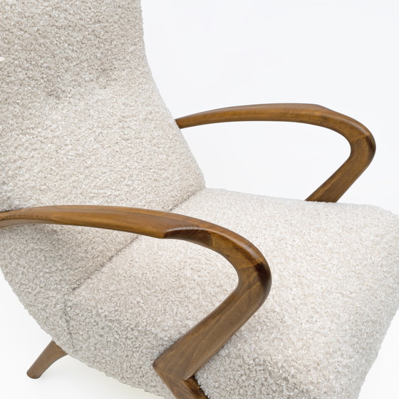Image 1 of Attribute to Paolo Buffa Mid-Century Modern Italian Bouclé Armchairs, Pair