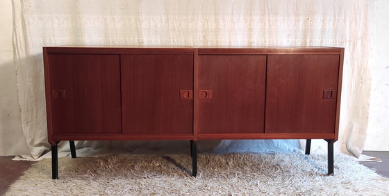 Image 1 of Aparador modernista de teca de René-Jean Caillette para Charron - Años 50/60