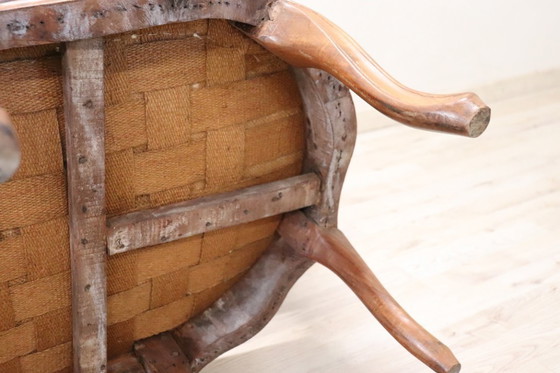 Image 1 of Canapé ancien en noyer, Italie, fin du XIXe siècle