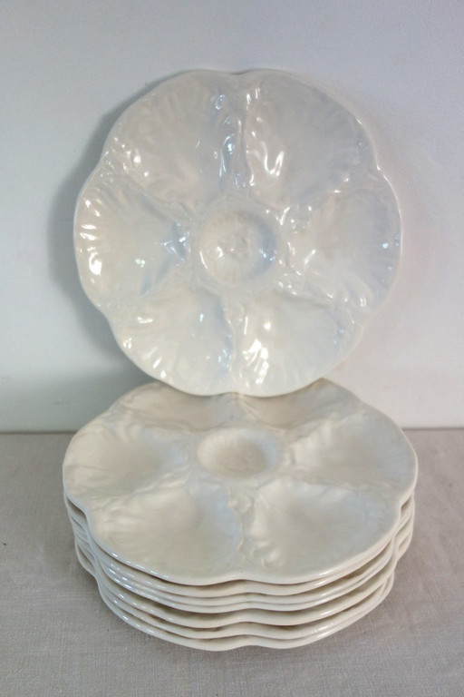 8 piatti di ostriche in ceramica Gien Barbotine vintage – servies