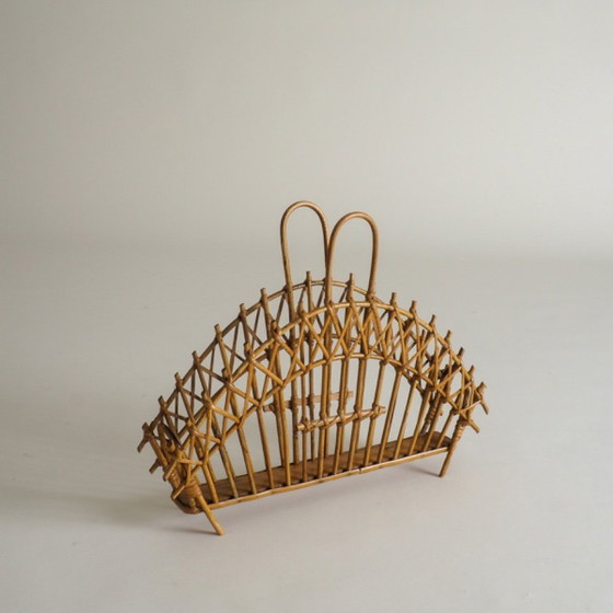 Image 1 of Mid Century Rattan Magazine Holder