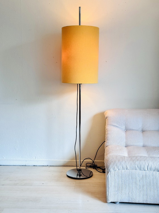 Vintage Minimalist Floor Light Staff Leuchten 1960 – Chrome, Textile (photo 4 of 12)