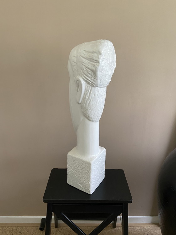 Image 1 of Buste beeld à la Modigliani, Brancusi en Afrikaanse beeldhouwkunst 