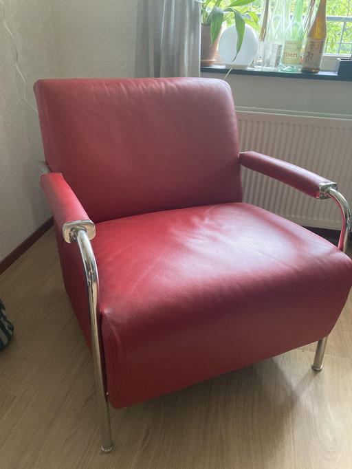 Rode leren fauteuil