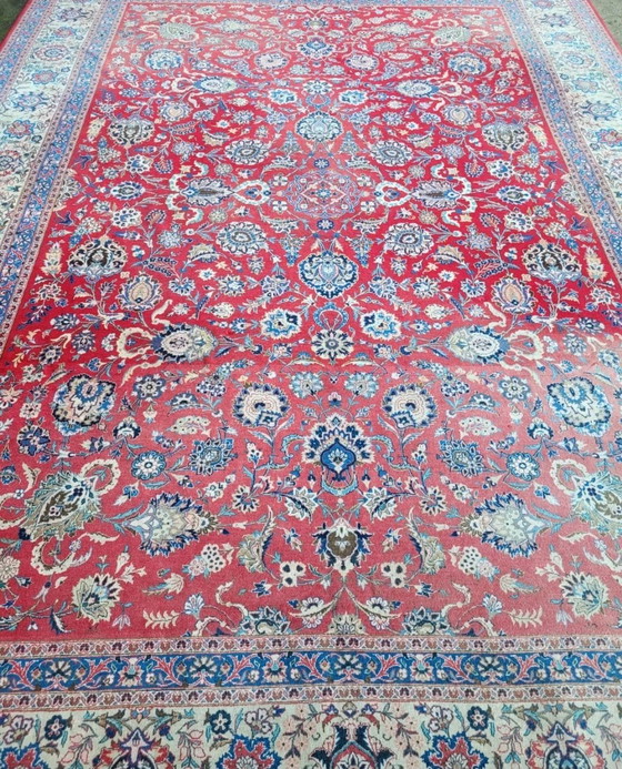 Image 1 of Alfombra Kashan Oriental XXL auténtica de 458x321 cm con parte superior anudada a mano.