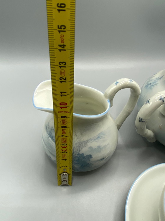Japans porseleinen theeservies – Blauw en wit landschap – Dai Nippon Meiji-periode – Decoratieve objecten (photo 7 of 10)