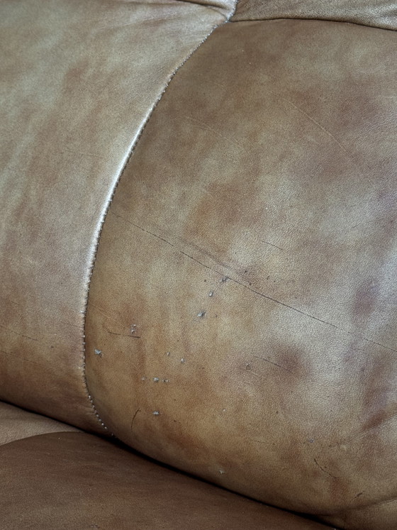 Image 1 of Canapé design vintage Ligne Roset style Togo en cuir marron