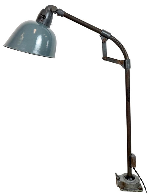 Industrial Grey Enamel Workshop Table Lamp from Siemens, 1950s
