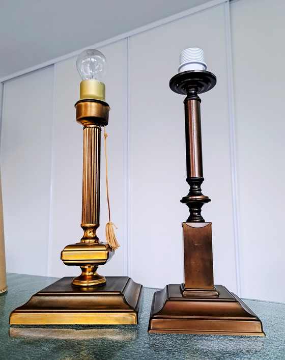 Image 1 of Lampade da tavolo a colonna in ottone Herda