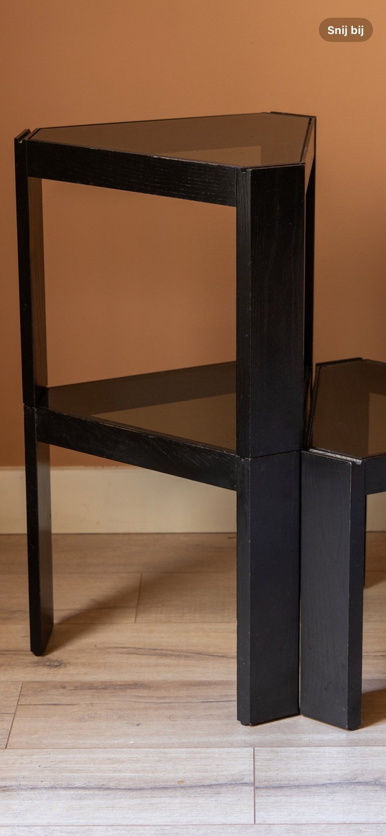 Image 1 of Porada Arredi Stackable Modular Tinted Glass Side Coffee Tables, Set of 6