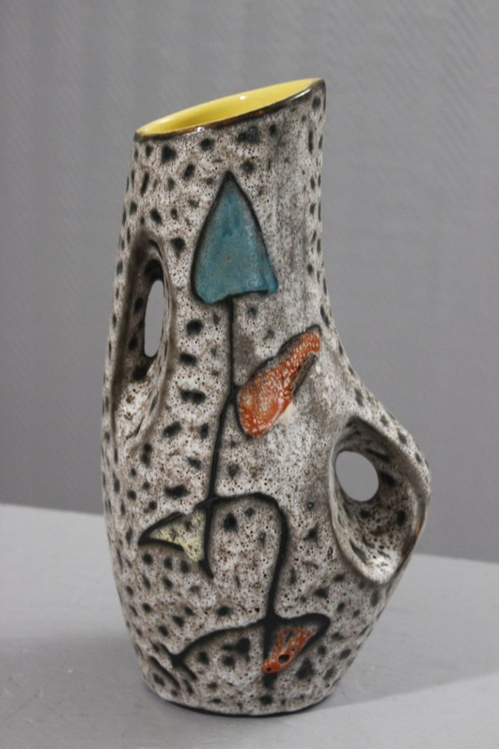 Image 1 of Marius Bessone in Vallauris - Large free-form vase abstract decor 1950s