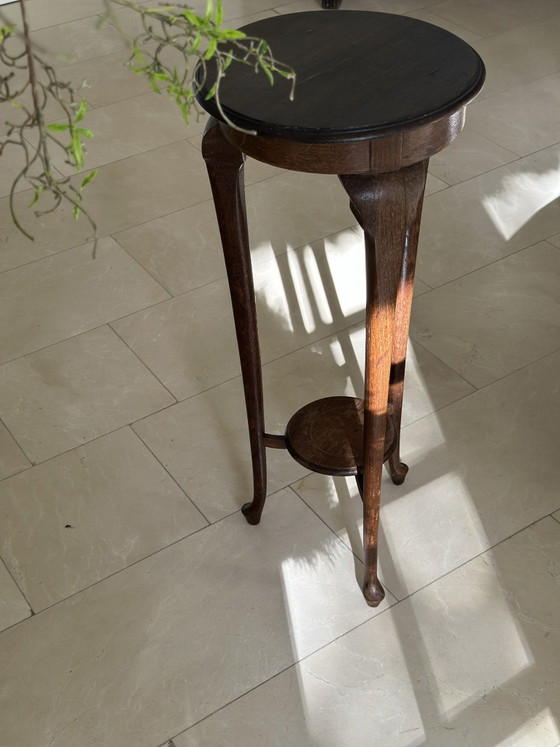 Jugendstil Art Deco Pflanzentisch Cabriole Beine, Holz, Braun (Foto 5 von 12)
