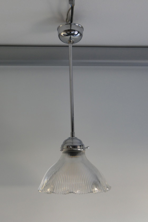 Image 1 of Lampes pendantes en plexiglas transparent strié Holophane