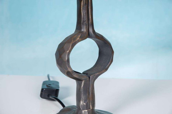 Image 1 of Brutalist table lamp 70s vintage bronze table lamp