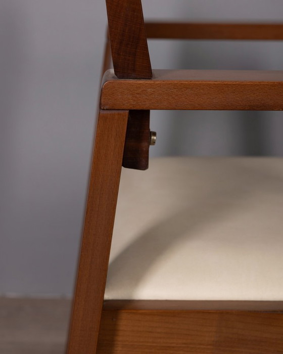 Image 1 of Poltrona vintage italiana in legno e pelle, anni '80