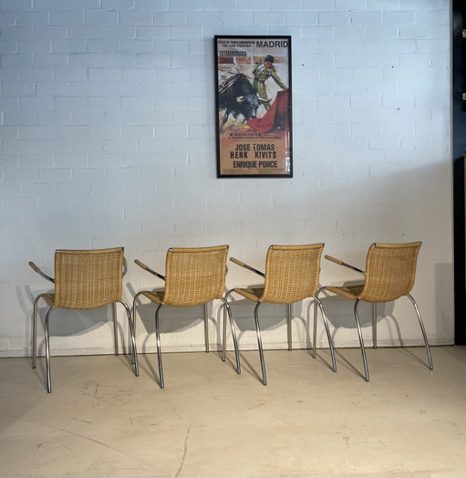 Sedie vintage in rattan – eetkamerstoelen, Chrome (photo 2 of 11)