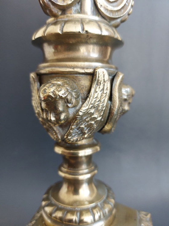 Image 1 of Candelabro da cappella in bronzo del XIX secolo