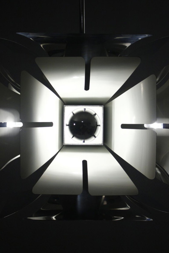 Image 1 of Zonca Illuminazione - Imposant lustre Space Age chromé design Italien 1970s