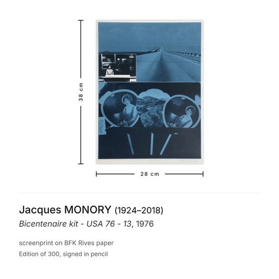 Jacques Monory Signed Screenprint Bicentenaire Kit - USA 76 - 13 – Lithographs & prints, Paper (photo 3 of 5)