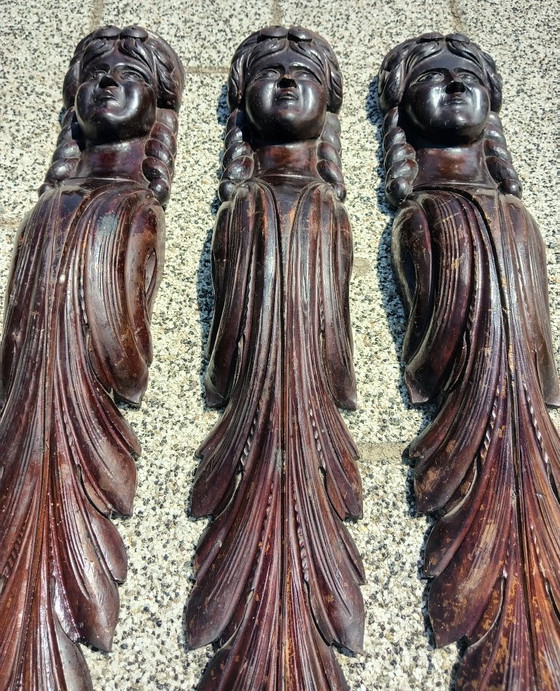 Image 1 of Cariatide scolpita in legno antico 3: Donna