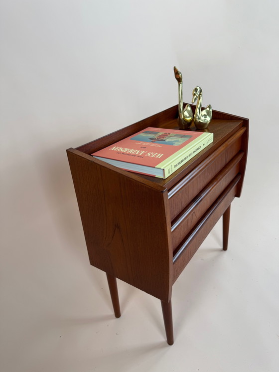 Image 1 of Small Danish Teak Cabinet with Curved Front – Perfectly Versatile